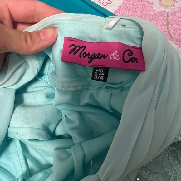 Mint Aqua Evening Prom Dress Gown - Picture 4 of 5